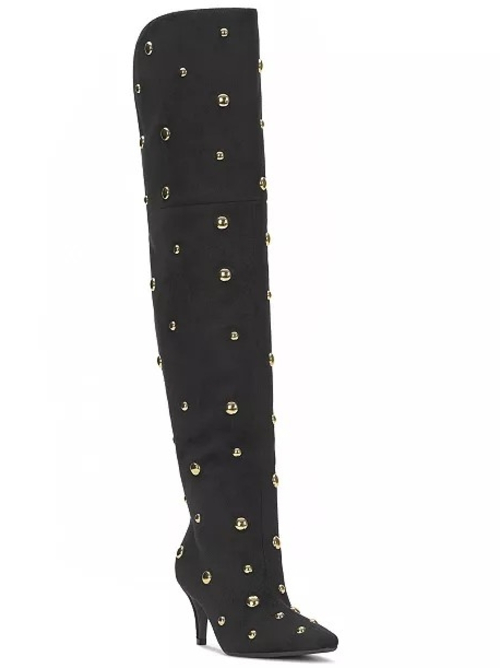 INC International Concepts Black Over-The-Knee Boots with Gold Studs
